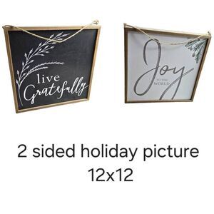 Fall Winter Decor Reversible Hanging Wall Sign 12x12